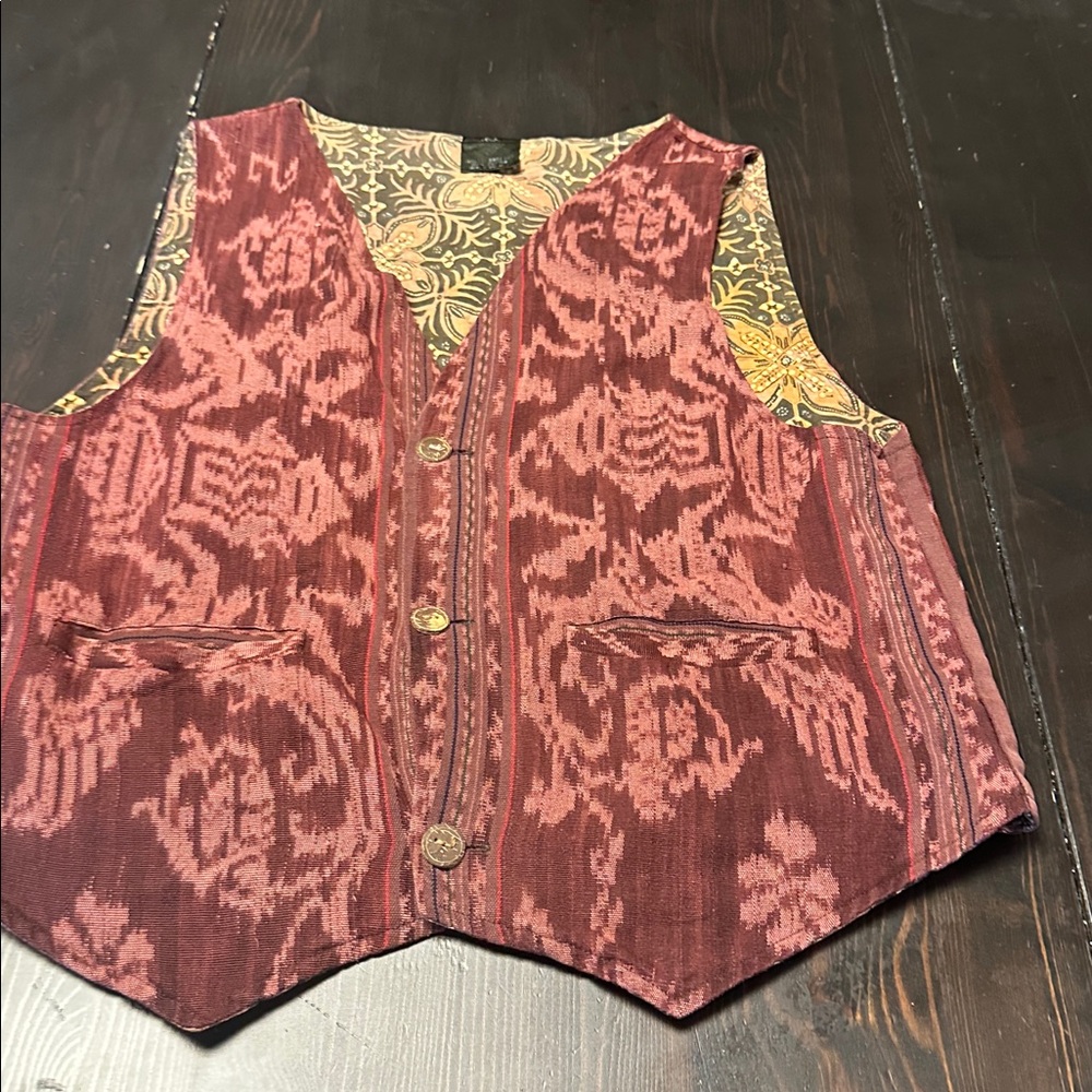 Elegant Floral Vest - Black and Orange